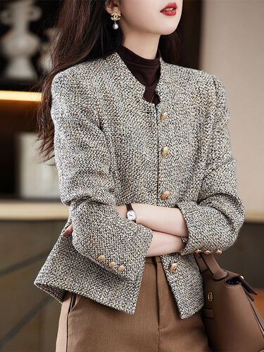 Design-oriented small Shalimar-style women's autumn women's rough wool short item 2025 autumn women's fashion versatile top