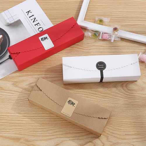 Simple folding long biscuit box creative kraft paper candy pastry box snowflake crisp nougat packaging gift box