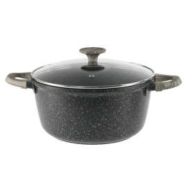 跨境家用双耳汤锅平底锅不粘锅麦饭石煎锅奶锅电磁炉燃气灶适用