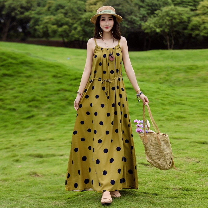 Mom's Cotton Silk Dress for Women, Summer Bohemian Style, Plus-Size Long Nightgown, Waist-Cinching, Slimming, Can Be Worn Outside as a Nightdress Mom's Cotton Silk Dress for Women, Summer Bohemian Style, Plus-Size Long Nightgown, Waist-Cinching, Slimming, Can Be Worn Outside as a Nightdress