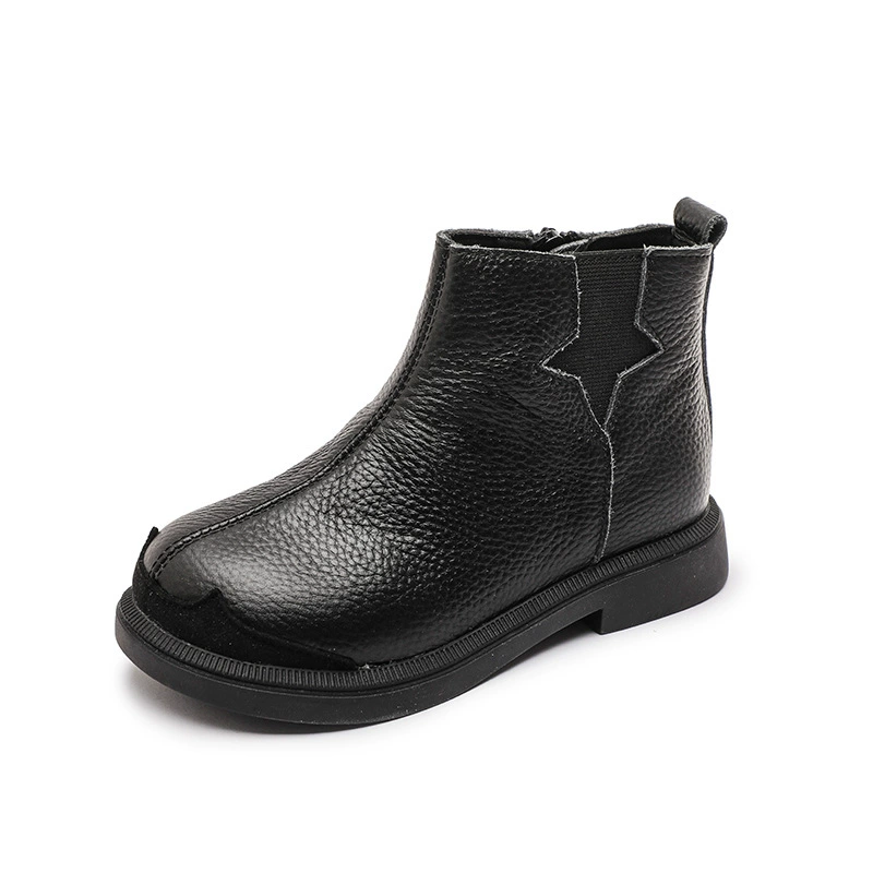 Martens, leather children's low boots, cowhide, autumn, trend of season, genuine leather, soft sole