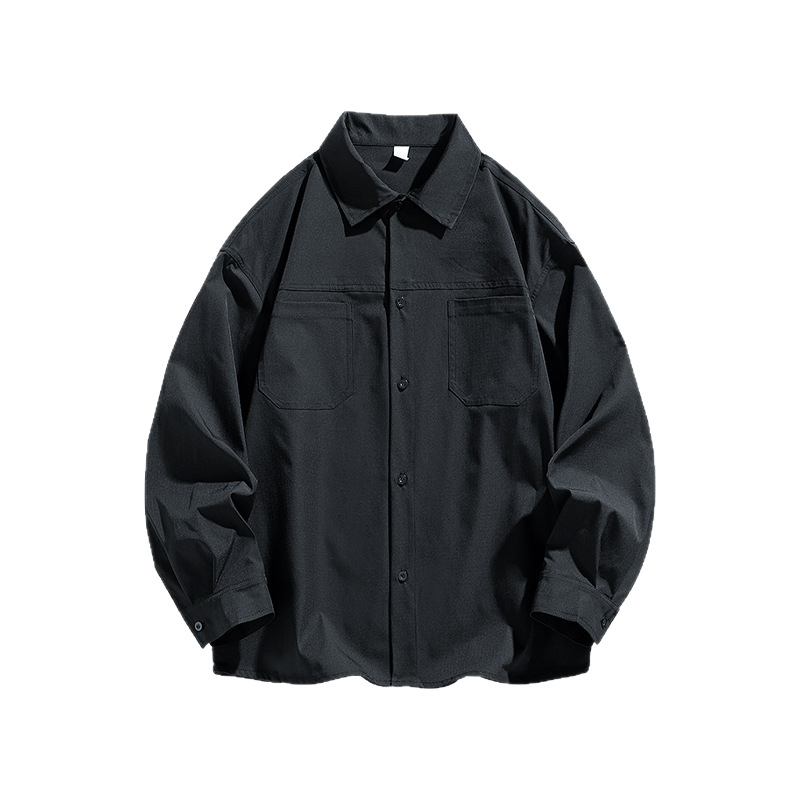 Men’s Vintage Workwear Jacket – Spring Casual Shirt Jacket With Button-Down Collar & Utility Pockets (Black/Army Green/Khaki) – Relaxed Fit (M-XXL)_voghion.com