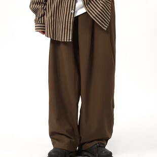 Niche design black suit pants men's youth loose straight wide leg casual long pants ins fashion