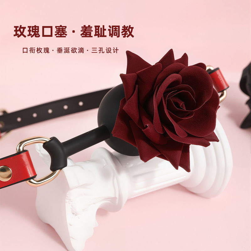 Adult Products Sm Sex Rose Flower Gag  Device Pu Silicone Oral Ball Deep Throat Alternative Gag Sex Toy