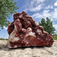 天然水晶矿标红水晶矿标矿物原石收藏教学标本晶簇石家居奇石摆件