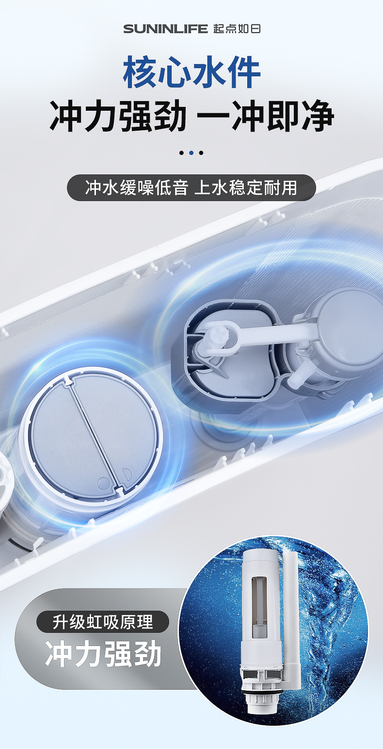 Bathroom flushing tank, household bathroom toilet, large flushing force water tank, squat toilet, squat pit, toilet bowl, energy-saving water tank Specification drawing