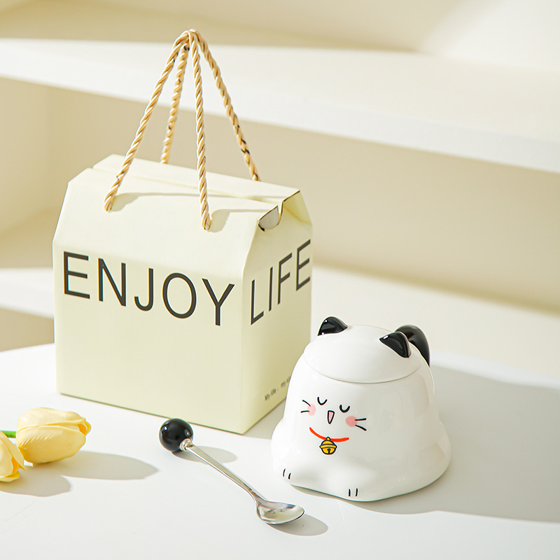 Tazas de dibujos animados de alto valor, tazas de cerámica, tazas de gato Siamese, lindas tazas de agua, regalos de cumpleaños creativos para niños y niñas