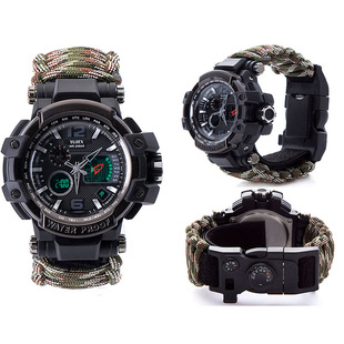 Field Survival Multifunctional Depth Waterproof Watch Large Dial Climbing Umbrella Rope Watch Hand-woven Lifesaving Watch