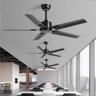 Large Wind Stainless Steel Ceiling Fan Dining Room Living Room Household Quiet Fan Industrial Retro Light-less Ceiling Fan