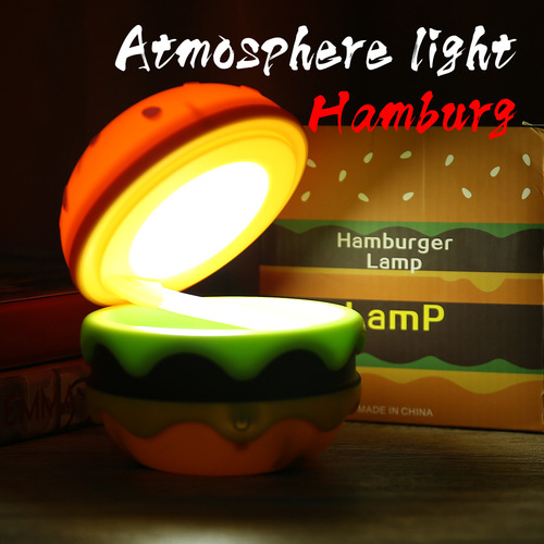 Cute creative hamburger night light hamburger table lamp retractable soft bracket lamp curved lamp atmosphere lamp gift lamp