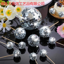 源头镜面球蛋糕装饰插牌迪斯科球带木棒插签亚马逊生日派对装饰