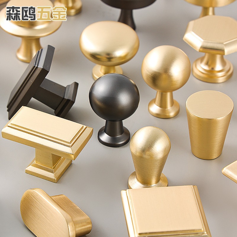 現代シンプルな中実亜鉛合金取っ手金色取っ手単孔円形キャビネットドア引き出し取っ手卸売り|undefined