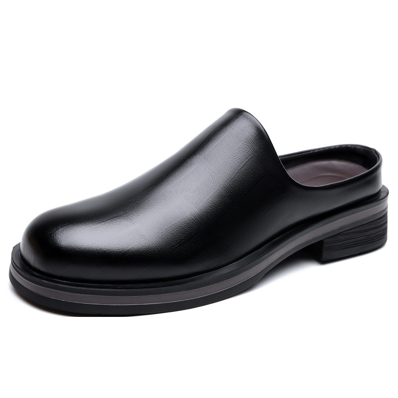 Dép sandal nam quai ngang kiểu lười xỏ chân, mặt giày bóng nhẹ, đế cao su êm chân — Z7123 màu đen, z7123 màu nâu