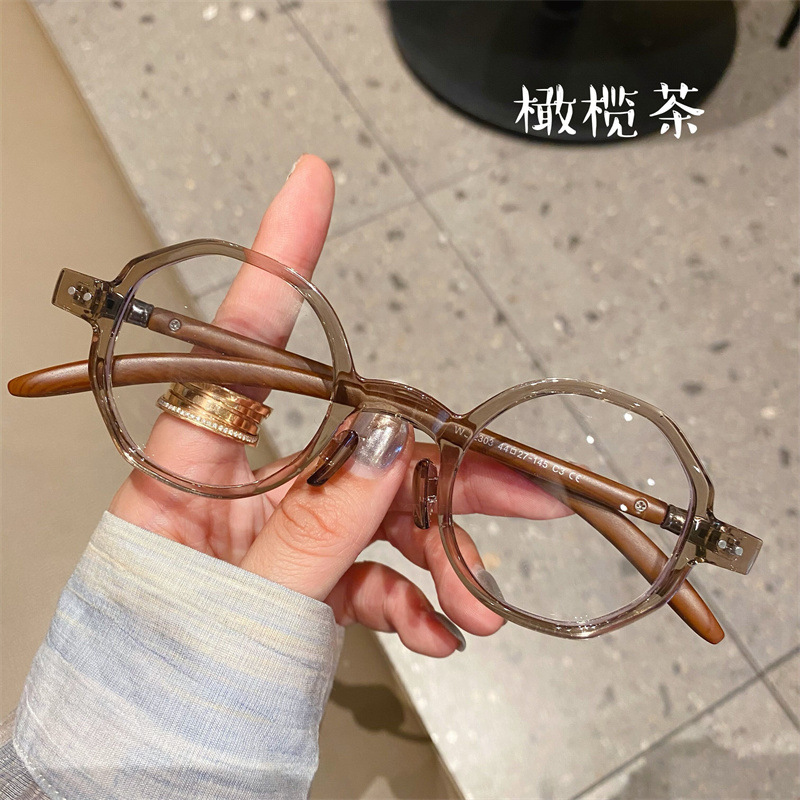 日系手作り木目丸枠眼鏡フレーム円形復古眼鏡フレーム高さ数近視男女文芸フレーム|undefined