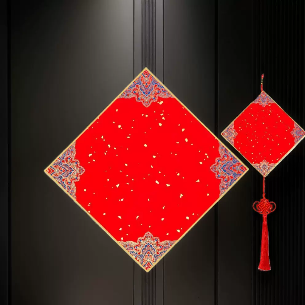 万年红硬卡福字斗方中国结挂件春联毛笔书法手写福字福卡批货