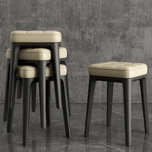 凳子家用塑料加厚圆凳现代简约书桌凳餐厅椅子矮凳备用可叠放板J^