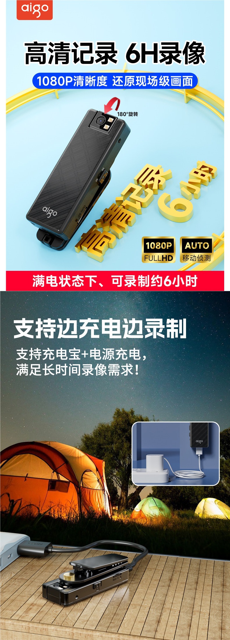 Patriot Sports Camera Recorder Hd Chest Camera Motorcycle Electric Vehicle Dashcam Video Recorder