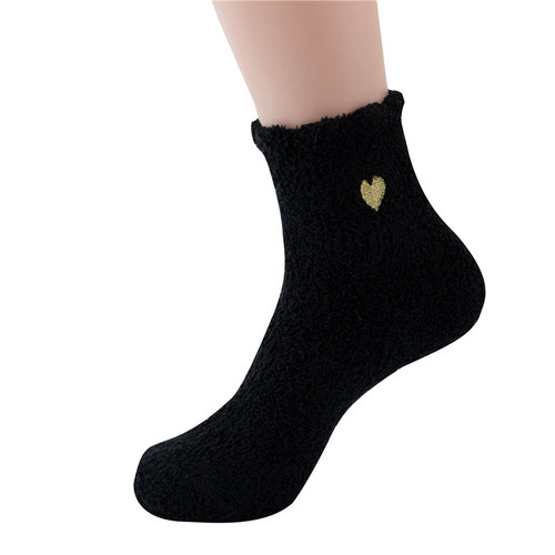 Wholesale cross-border Amazon women's coral velvet winter warm love mid-calf socks women's snow floor sleeping socks thickened home