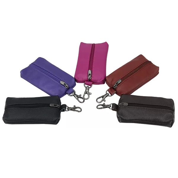 Key Bag Women's Leather Large Capacity Multi-function Solid Color Men's Car Vertical Zipper Household Storage Coin Purse