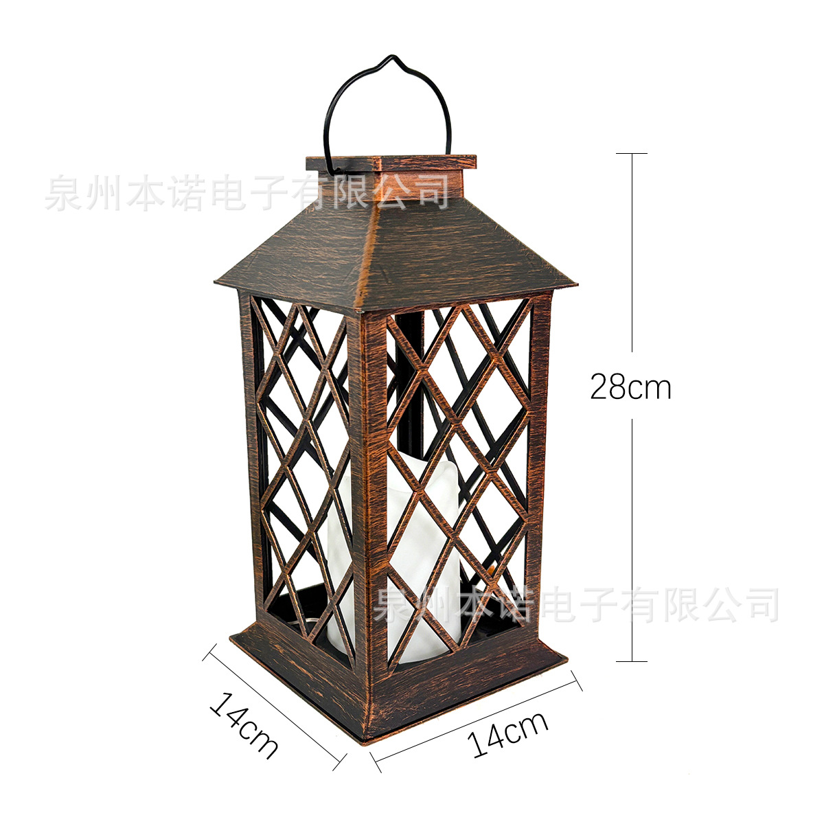 구리색 유리 없는 촛불 램프