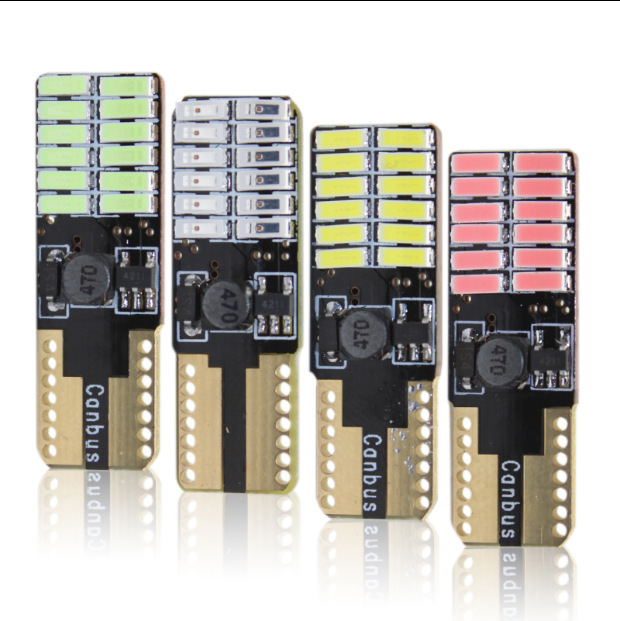 Nuevo resalte T10 ancho luz decodificación 24smd resalte 4014 voltaje amplio corriente constante led coche CANbus