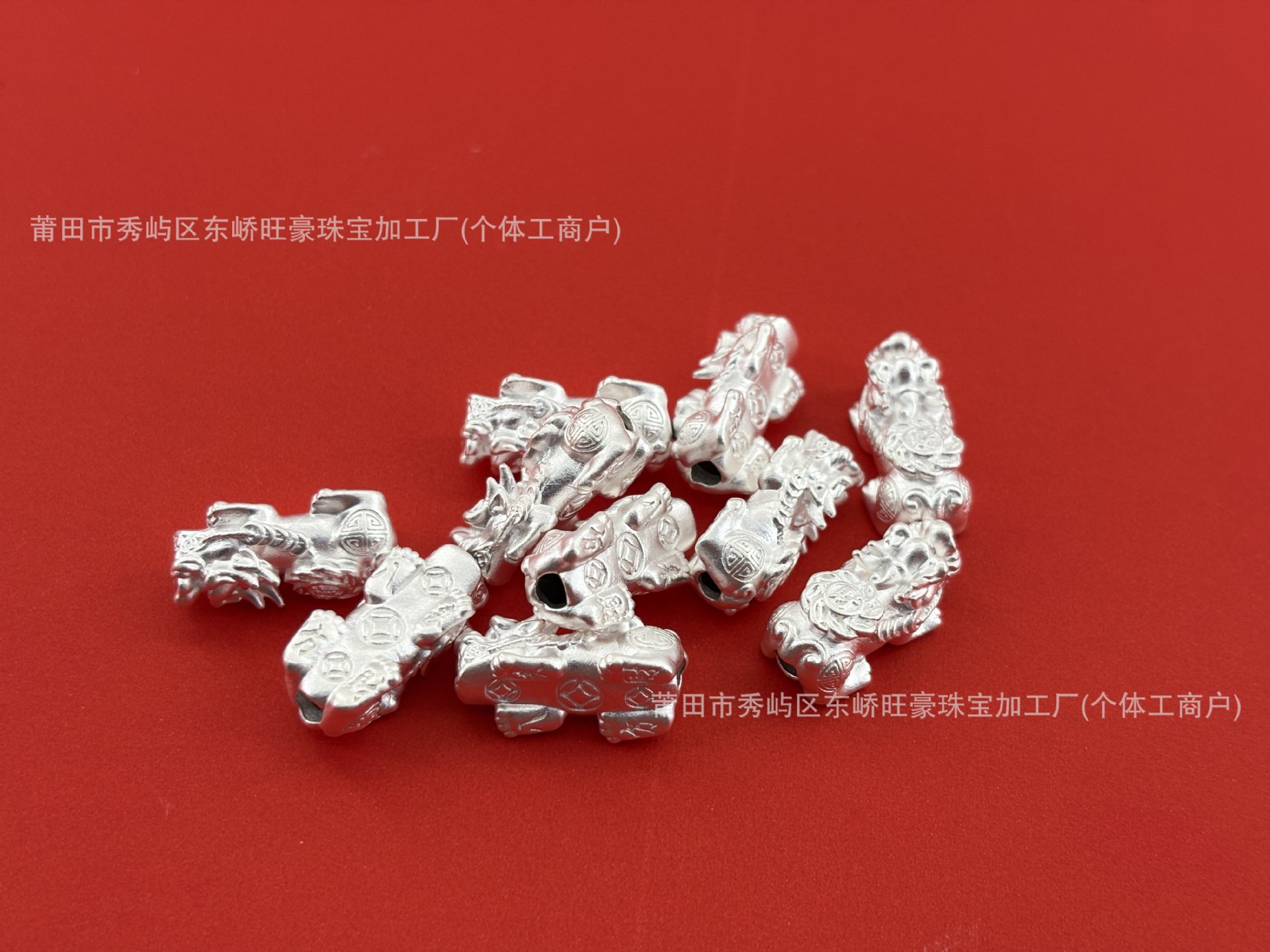 S999 pure silver 3D hard silver Pixiu spiral bead handmade DIY accessory loose beads for fortune bracelet beading accessories