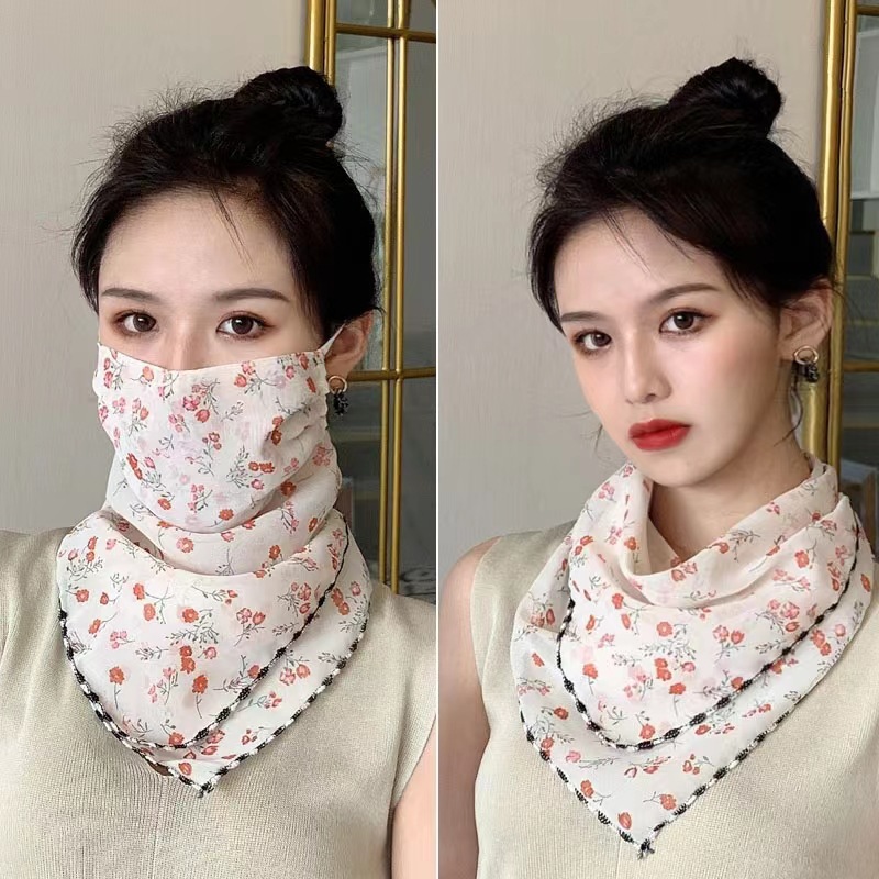 围脖透气护脸围巾新款防风女薄款三角户外冰丝套丝巾面纱防紫外线