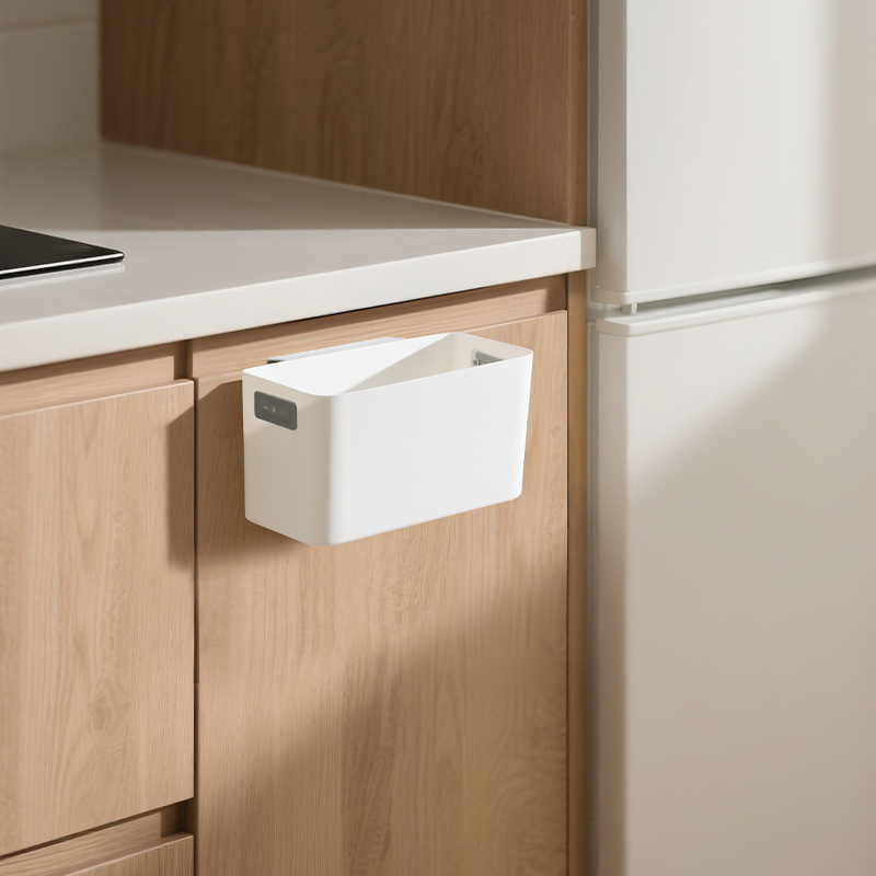 Cabinet Door Hanging Trash Can, No-Drill Kitchen Trash Can, Multifunctional Dormitory Bedside Hanging Basket