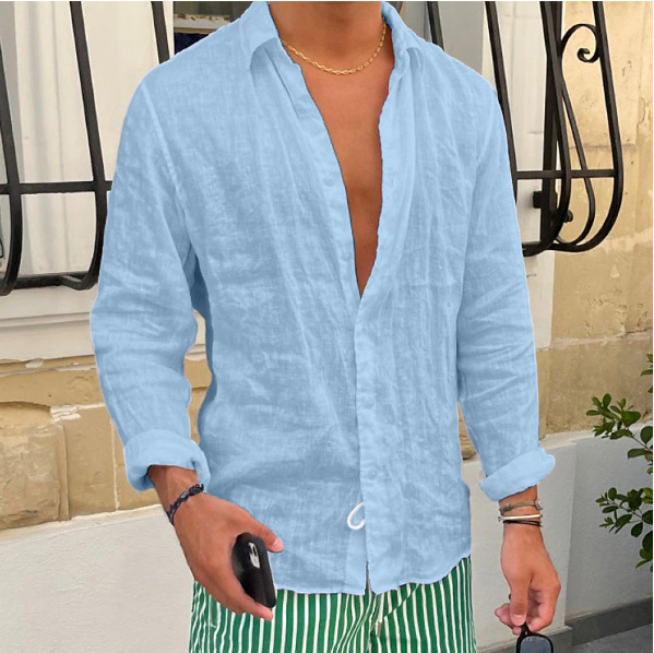 Men's Shirt Linen Shirt Summer Shirt Beach Shirt Solid Color Casual Daily Long Sleeve Lapel Spring and Summer Clothing Men's Shirt Linen Shirt Summer Shirt Beach Shirt Solid Color Casual Daily Long Sleeve Lapel Spring and Summer Clothing