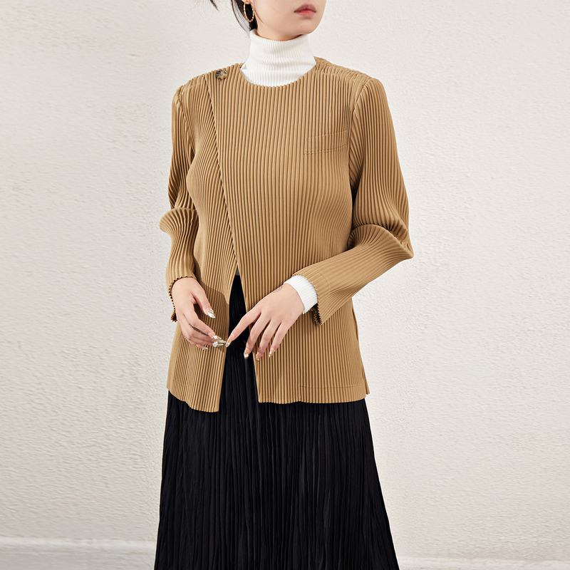 Miyake Autumn and Winter 2024 New Pleated Versatile Thickeneded Jacket Cardigan Fashionable Age-Reducing Versatile Suit Jacket for Women