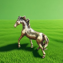 镀铜实心千里马纯铜马手把件仿古马铜奔马桌面办公室客厅镀铜摆件