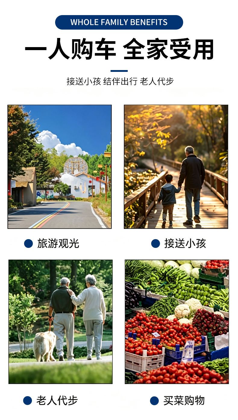 Intelligent low-speed folding elderly scooter four-wheel electric disabled double elderly moped household small car