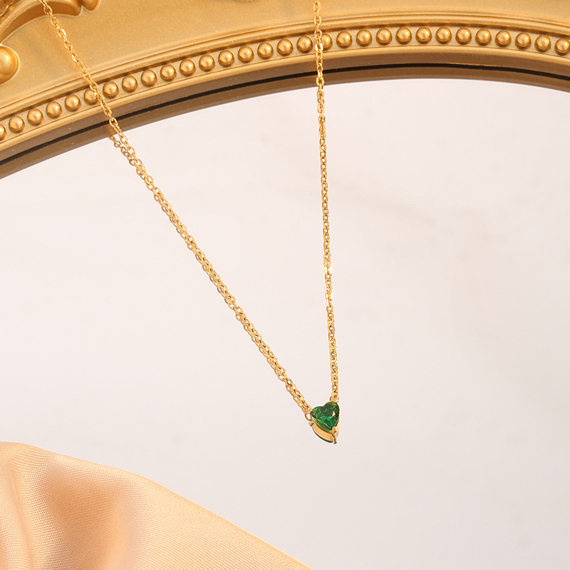 Wholesale Jewelry Simple Style Classic Style Heart Shape Titanium Steel Plating Pendant Necklace Cable Chain display picture 8