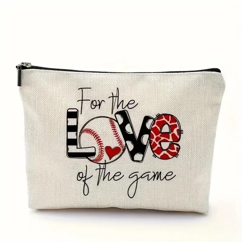 Elementos deportivos de béisbol bolsas de maquillaje impresas para chicas de béisbol bolsas portátiles de baño regalos para los amantes del béisbol