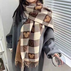 Temuの爆発の両面の愛はカシミヤの格子のマフラーの女性の冬のフリンジストールのマフラーのマフラーの国境を越えて代行します。