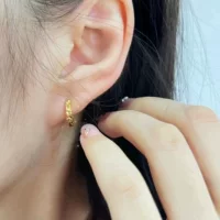 Golden earrings, accessory