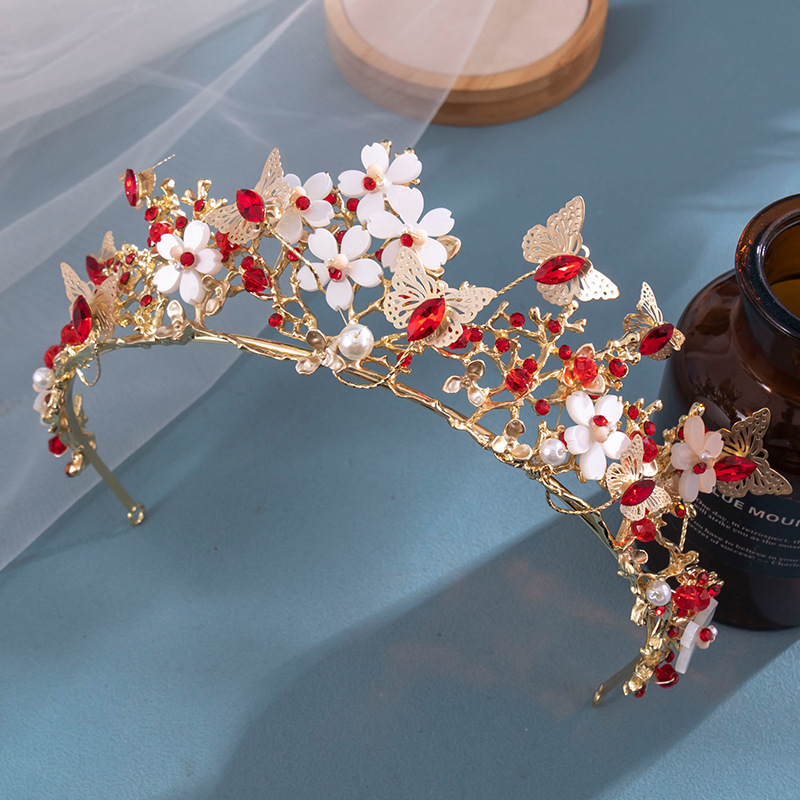 Plating, Inlay Design Elegant, Bridal, Streetwear Style Women's Elegant Bridal Streetwear Crown Flower Alloy Plating Inlay Rhinestones Hair Band