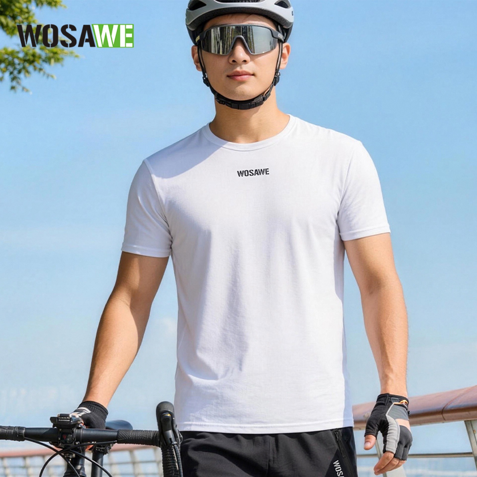 Wosawe Summer Cycling Short-Sleeved Running Casual High-Elastic Quick-Drying Loose T-Shirt Road Cycling Clothing