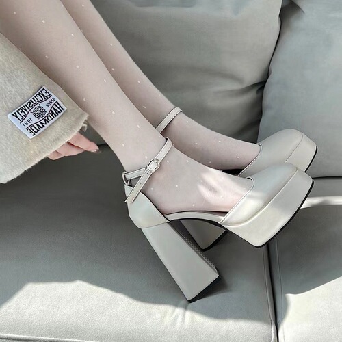 Mary Jane High Heel Women's 2025 Fairy Wind Waterproof Platform French Square Toe One Strap Sandal