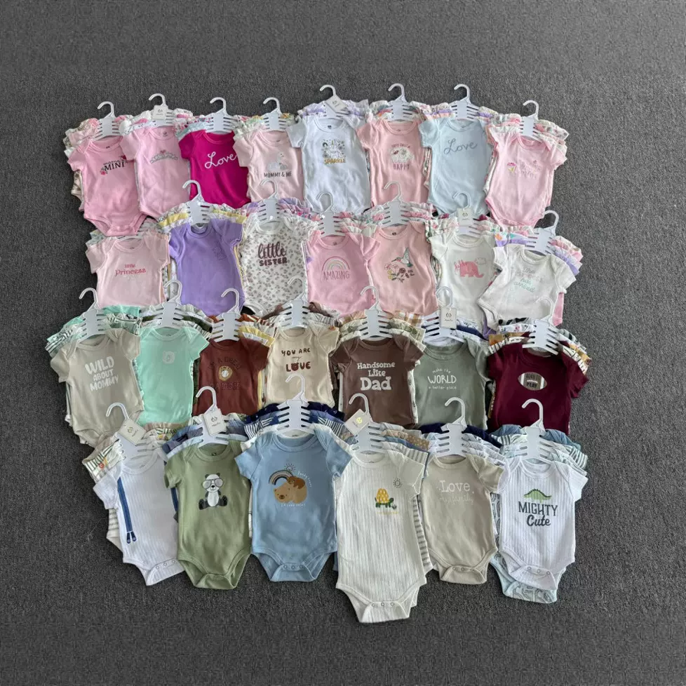 2025新款杂色男女宝宝背心吊带哈衣三角爬爬服新生婴幼儿童连体衣