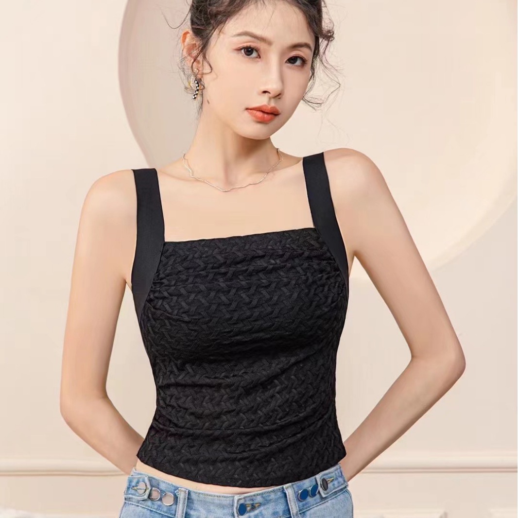 8816 Bubble Encaje, pliegues, tirantes anchos, ropa interior tipo chaleco, talla grande, tapón elástico, carne delgada, ropa interior fina, ropa exterior