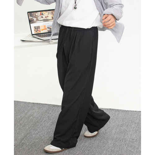 Cooling and breathable men's casual straight-leg loose drop waist trousers, thin summer pants, easy to wrinkle, basic and versatile long pants