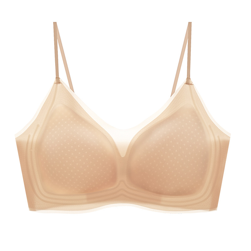 Super delgada ventilación de hielo fija taza cinturón de belleza cojín de pecho ropa interior sin marcas de mujer chaleco delgado acondicionamiento físico cinturón de hombro delgado bra