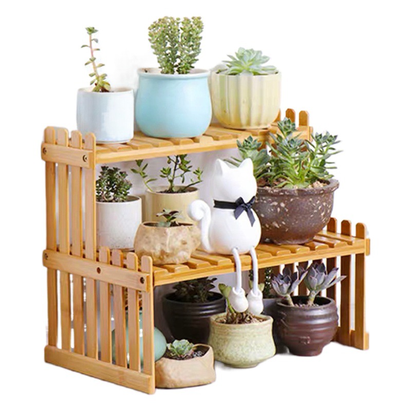 Escritorio oficina multi-capa suculento soporte de flores sala de estar piso balcón estante de almacenamiento de madera pequeña partición maceta de almacenamiento