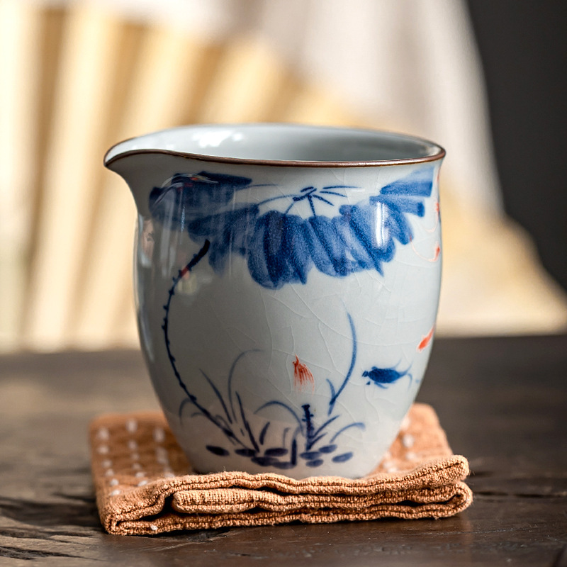 Bai Ru Kiln Hand-painted Fair Cup Ceramic Single Tea Sea Retro Fair Cup Tea Pour Chinese Kung Fu Tea Set Accessories