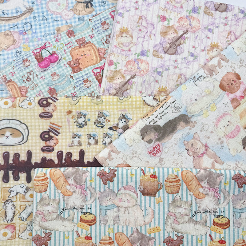Cartoon Dessert Cat Print Fabric, Encrypted Cotton Linen Fabric, Decorative Tablecloth Material, DIY Handmade Fabric, Door Curtain Fabric Cartoon Dessert Cat Print Fabric, Encrypted Cotton Linen Fabric, Decorative Tablecloth Material, DIY Handmade Fabric, Door Curtain Fabric