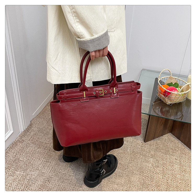 Borsa da ufficio/da viaggio da donna, elegante, tinta unita, versatile, a tracolla, alla moda, stile retrò, da portare sotto il braccio._voghion.com