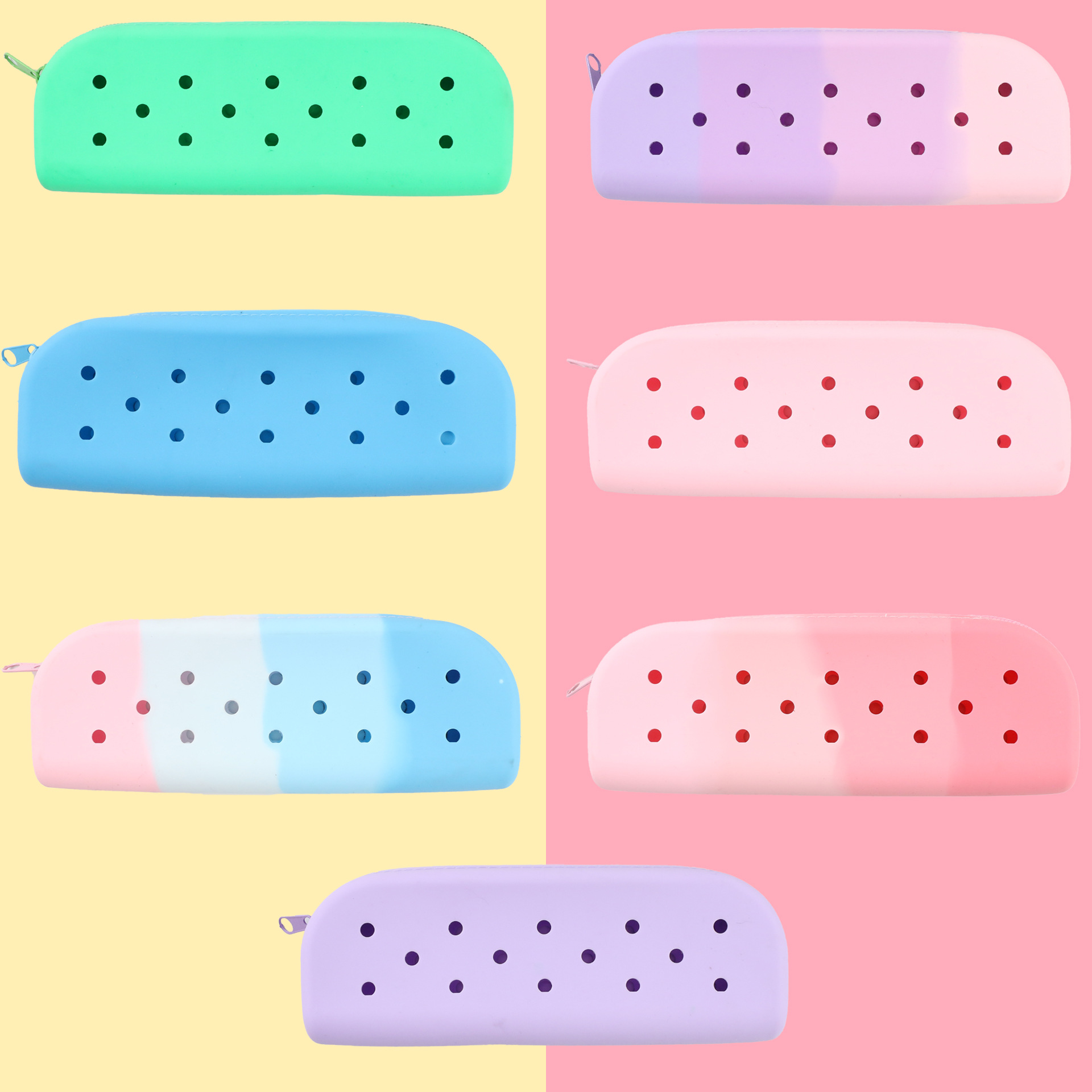 diy硅胶洞洞笔袋文具盒大容量铅笔袋小学生笔袋铅笔盒收纳袋厂家