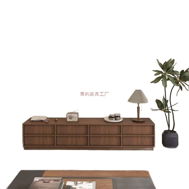 实木中古风电视柜客厅家用边柜骨骼线抽屉收纳落地储物柜复古家具|undefined