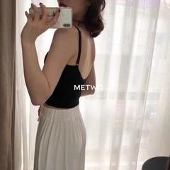 METWO 自製6色淺色系長款日系百搭大U吊帶背心打底美背裹胸內衣女